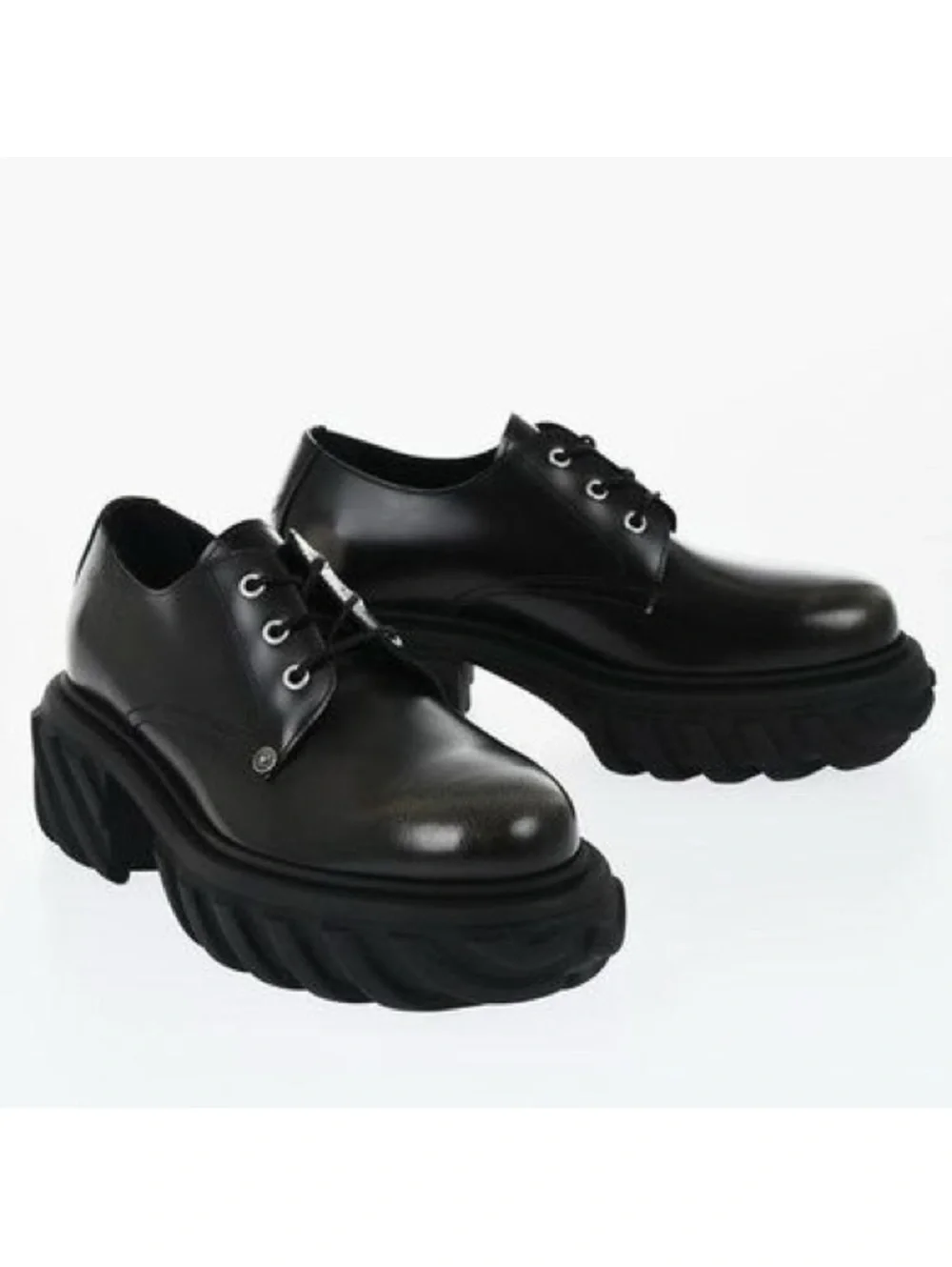 Off-White Men’s Exploration Derby Lug Sole Shoes in Black, NWT, Size 43